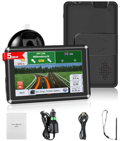 5 Inch Sat Navs for Cars, Truck, HD GPS Navigation with UK Europe Maps, Lifetime Free Updates, Satnav support Postcode Search, Voice Guidance, Speed Camera Alert, Lane Guidance Assist, POI (Black)