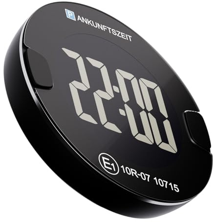 OOONO P-DISC NO4 – Tarjeta de estacionamiento electrónica en diseño compacto con ajuste automático de tiempo, pantalla de alto contraste y hasta 3 años de duración de la batería (Negro)