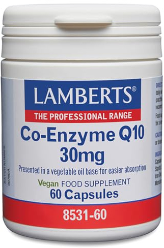 Lamberts Co-Enzyme Q10 30mg – Natural Ubiquinone for Energy Release & Cellular Support – Vegan – 60 Capsules