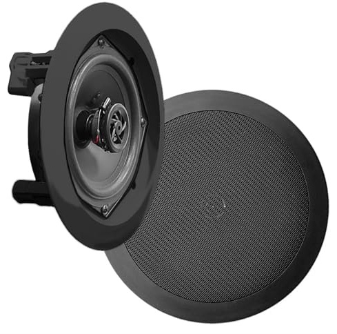 Pyle Altoparlanti da Incasso 16,5 cm 2 Vie a Filo, Casse Audio a Parete/Soffitto, Speaker da Incasso a Filo Nero per Ufficio, Casa, Cucina, Soggiorno, Home Cinema, Coppia
