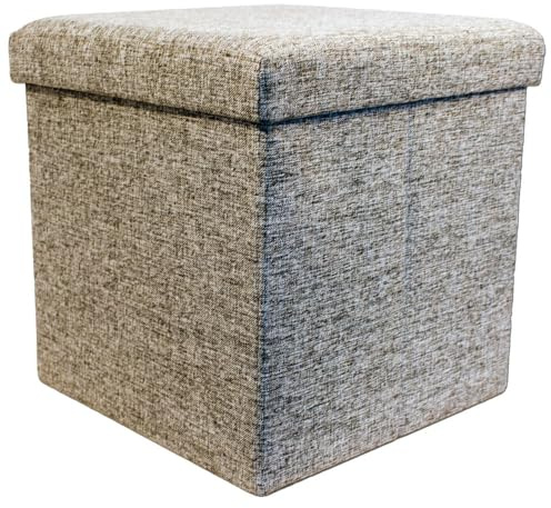 ECHTWERK Sitzwürfel, Storecube, Polsterhocker mit Stauraum, Faltbare Aufbewahrungsbox, Fußhocker, klappbar, Funktion als Beistelltisch, Abnehmbarer Deckel, Strukturstoff, grau, Circa 38 x 38 x 38 cm