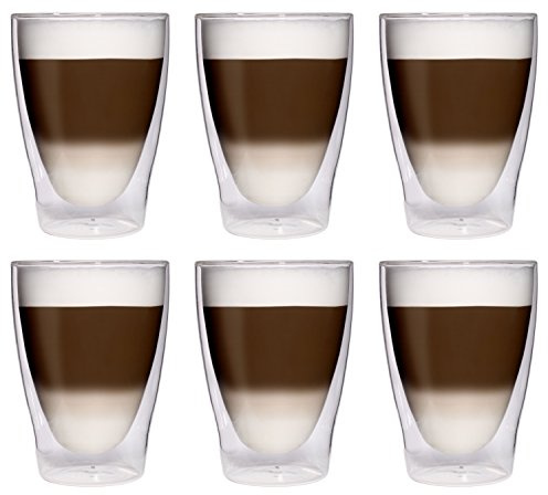 Feelino - Juego de 6 vasos térmicos de doble pared para latte macchiato (6 unidades, 280 ml, 6 x 280 ml, efecto flotante)