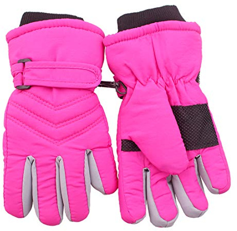 kimmyku Pink Waterproof Toddler Girls Boys Thinsulate Winter Snow Gloves for Little Kids Children Ski Driving 3-4-5years