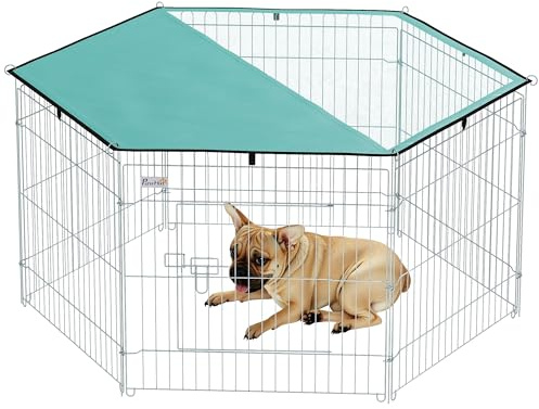 PawHut Recinto Pieghevole per Cani e Cuccioli in Filo Metallico (120cm x 60cm) con Copertura in Poliestere Impermeabile