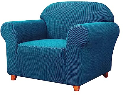 SAMSTEX Stylish 1 Seater Sofa Cover Stretch 1-Piece High Stretch Armchair Cover Machine Washable Non Slip Sofa Slipcovers Thick Soft Armchair Sofa Protector (1 Seater, Teal)