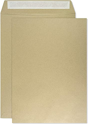 Netuno 50x Versandtasche Braun DIN C5 162 x 229 mm 90g großer Briefumschlag Maxibrief haftklebend ohne Fenster Umschlag groß C5 braun Briefkuvert a5 envelope big brown große Versandtasche Papier