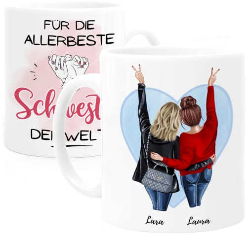 Cupdarling® Tasse Personnalisable Cadeau Soeur - 2 Soeurs - Idée Cadeau Pour Soeur - Mug Personnalisé Soeur - Idee Cadeau Femme Anniversaire - 330 mL Céramique