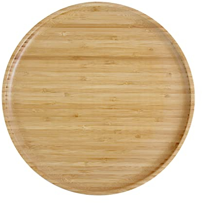 pandoo Wiederverwendbare Bambusteller | 100% Bambus Teller | Runde Holzteller, Bamboo Plates, Bambus Deko, Speiseteller, Geschirrset, Holz Teller, Mehrweg Teller | Set 4 x 30 cm