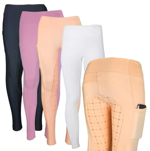 MS-Trachten Winter Reitleggings Kinder Thermoreitleggings Silikonbesatz Reithose Tabea (122/128, Apricot)