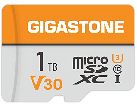 GIGASTONE 1TB MicroSDXC Speicherkarte + SD Adapter, bis zu 140/100 MB/s, für Action-Kamera GoPro Drohne und Tablet, 4K UHD-Videoaufnahme, V30 U3 Klasse 10 UHS-I Micro SD Karte.