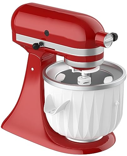 GVODE Eismaschine Aufsatz für Kitchen aid Eismaschine Set, Eiscreme und Sorbet Gelato Maker, passend für Kitchenaid eismaschine, für 4,5-5Qt Standmixer und 5-6-7Qt Schüsselheber
