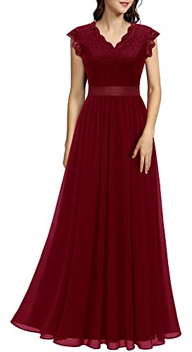 Dressystar Dam balklänning maxi långa aftonklänningar elegant för bröllop spets cocktail tröja
