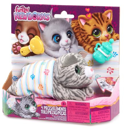 Just Play furReal Newborns Kätzchen, interaktives Haustier, kleines Plüschkätzchen mit Soundeffekten und Bewegungen, Kinderspielzeug ab 4 Jahren