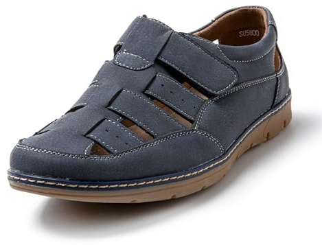 JOMIX Sandali Sportivi Uomo a Strappo Sandali Estivi con Punta Chiusa da Trekking Outdoor Spiaggia Mare Casa SU5800-3 Navy, 44