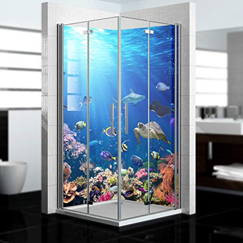 dedeco Pannello posteriore doccia impermeabile, motivo: oceano V2, 2 x 100 x 200 cm, come pannello posteriore per il bagno per la sostituzione delle piastrelle, come parete decorativa, rivestimento da