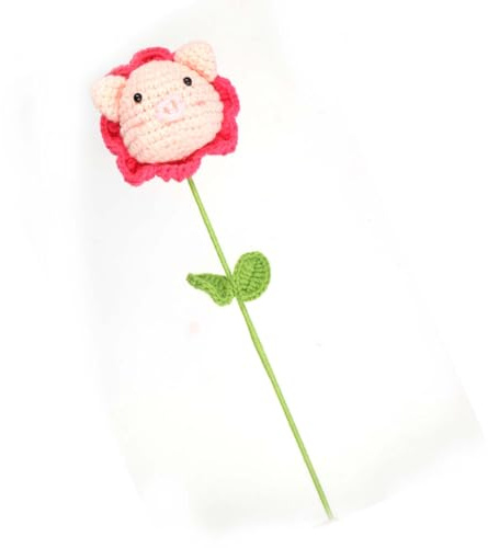 GUEDKIKL 1PC Creative Crochet Flower, Piglet-Shape Knitted Flower, Knitting Wool Hand-Knitted Pig Flower for Office Wedding Party Decor