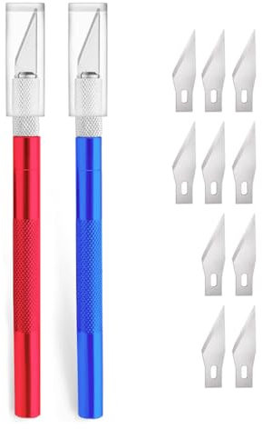 WeddHuis Cortador Manualidades Precision, 2 piezas, con 30 cuchillas de repuesto, cortador bolígrafo, cortador de modelismo