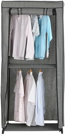 HERSIG - Armario de Tela para Ropa Resistente con Cremallera, Organizador de Gran Capacidad para Dormitorio y Trastero, Estructura Reforzada y Funda Transpirable Anti-Polvo, 75x45x190cm