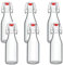 MEETOZ Glass Bottles with Stoppers,6PCS 250ml/9Oz Clear Glass Bottles,with Airtight Stoppers Clip Top Preserve Bottles,For Oil, Wine,Vinegar, Condiments, Water, Juice