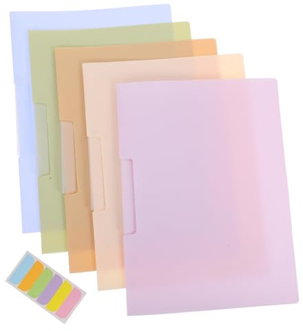 FUNOMOCYA Lot de 5 Chemises de Classement en Pp avec Clip Rotatif Côté, Dossiers de Fichiers Résistants pour Papiers A4, pour Bureau et Réunions Modernes Couleur Aléatoire
