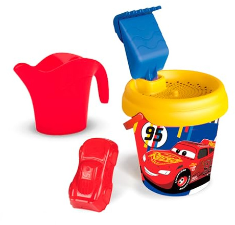 Smoby - Cubo de Playa Completo Cars - Set con Pala, Rastrillo, Tamiz, Regadera y Molde - Juguete para Niños a Partir de 18 Meses (7600862226)