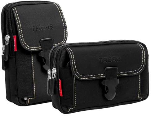 YUNYU Set de 2 Poches Ceinture Tactiques Molle - Sac Banane en Oxford Résistant avec Porte-Téléphone, Poches Noires pour Randonnée, Camping et Vélo
