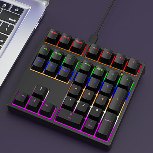 Zunate Tastierino Numerico Meccanico, Tastierino Numerico Cablato USB C a 34 Tasti, Retroilluminazione RGB, Interruttori Blu, Tastiera Numerica Esterna per PC Desktop Portatile, per (BLACK)