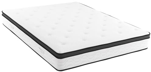 Arreditaly Materasso Matrimoniale Ibrido Con 240 Molle Insacchettate per M² E Memory Foam 5 Zone di Comfort Double Sided Rigidità H3/H4 Medio Rigido 160 x 190 x 29 Cm (Matrimoniale)