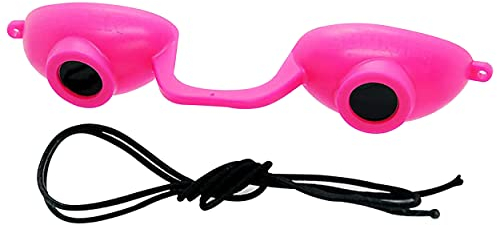 Super Sunnies Flexible UV Eye Tanning Bed Goggles w/Strap - Pink