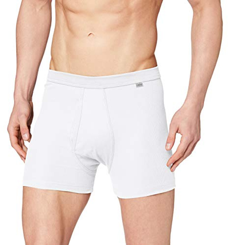HUBER Men's Trunk With Front Fly Cotton Fine Rib 112251 White 3XL