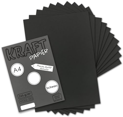 25 x vintage kraftpapper i svart – DIN A4 21 x 29,7 cm – 210 x 297 mm – 240 g/m² svart återvunnet papper, ekologisk hantverkspapper enkelt kort – UmWelt av GUSTAV NEUSER