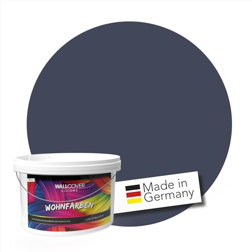 WALLCOVER hochwertige Wandfarbe für Innen | Dunkelblau | 2.5L für 20m² | Hochdeckende Innenfarbe Matt (Klasse 1) | Profi Qualität aus Deutschland
