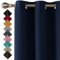 Thermal Insulated Blackout Ring Top Eyelet Curtains for Bedroom Windows 90 x 72 Inches Navy 2 Panels (90”(228cm) wide x 72”(182cm) long, Navy)