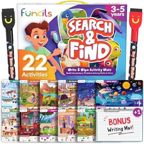 Funcils Preschool Learning Activities - Search and Find for Children, Perfect for Kids, Craft Set for toddlers, Spot it Games, Gifts for Girls and Boys, Educational Toys for Age 3, 4, 5, 6 Year Olds