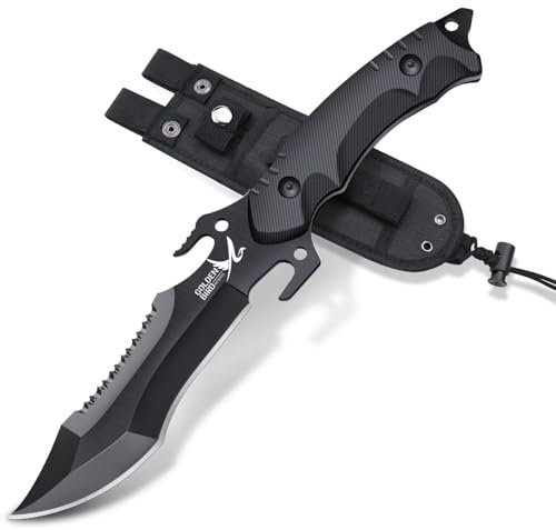 Golden Bird Outdoor Messer, Full Tang Survival Messer Feststehende Klinge D2 Stahl mit Scheide Überlebensmesser mit G10 Griff Bushcraft Messer - Geschenke für Männer