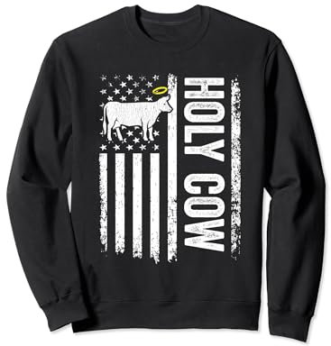 Holy Cow USA American Flag Cattle Vintage Dairy Farmer Sweatshirt