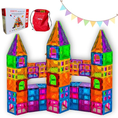 Eseys Bloques Magnéticos Construcción Niños Montessori – 102 Piezas Educativas Stem – Juego de Imanes para Niños y Niñas 3 4 5 6 Años – Regalo Ideal de Construcción Navidad y Cumpleaños