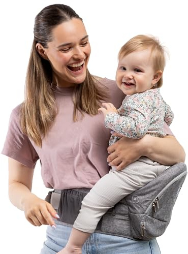 Portabebés con Asiento Plegable Beco - Mochila Portabebé 4 en 1 Fácil de Usar con Diseño Compacto para Recién Nacido a 36 Meses (3,2–14,9 kg) (Gris)