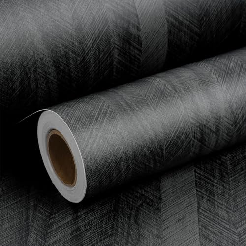ReWallpaper Carta Legno Rovere Vintage Nera Pellicole Adesive per Mobili Tavolo Lavabile Spessa Rotoli Adesivi Decorativi per Porte Interne Legno Nera 40CMx3M Carta Adesiva Rovere Naturale Effetto