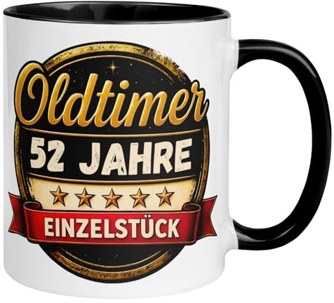 52. Geburtstag Mann Geschenk Tasse | Oldtimer – 52 Jahre Einzelstück | 52ter Geburtstag - Witziges Geburtstagsgeschenk Männer | Lustige Geburtstagstasse mit Spruch 52 Geburtstag | Made in Germany