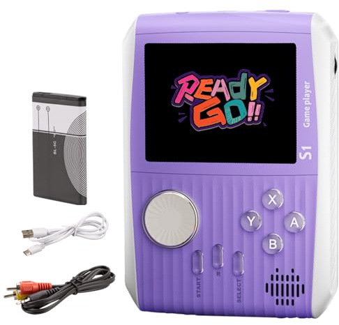 Kids Handheld Game Console Built-in 666 Games, Travel-friendly Video Gaming Console with Rechargeable Battery, Handheld Video Game Console with Color Screen, Handheld Game for Boys Girls (Purple)