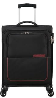American Tourister Softtrolley Kabine Handgepäck mit 4 Lenkrollen und integriertem Schloss mit 3-stelliger Zahlenkombination mit TSA Funktion Verfügt über ein großes Hauptfach Cingh, 1073 Black/Red, S