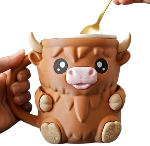 XIAOXIAOYU Cow Ice Cream Pint Holder, 17CM Cow ICES Creams Tub Sleeve, with Anti-Freeze Handle & 2 Spoons, Leak Proof Tub Sleeves Cover, Non-Slip Base Fits Ice Cream 16oz