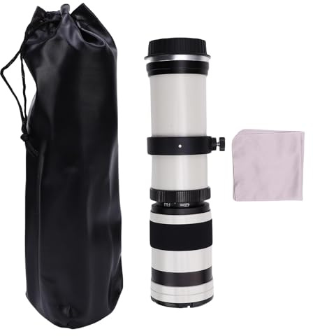 Fydun 420-800mm Telezoomobjektiv Aluminiumlegering Optiskt Glas för EF S Mount Cameras (Vit)