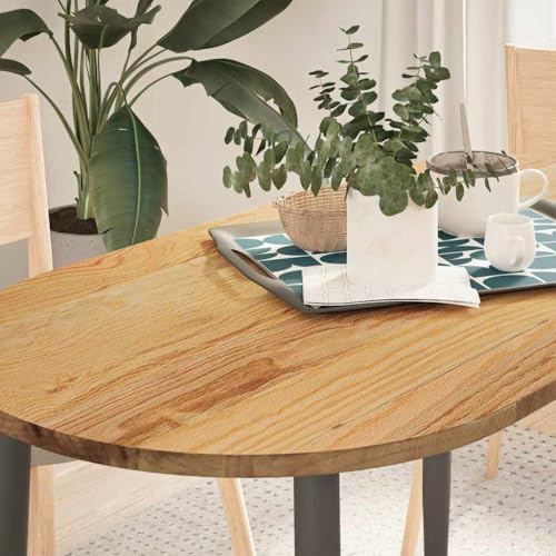 SooIarix oval bordsskiva ljusbrun 120 x 60 x 2 cm av massivt trä ek, finslipad och lackerad, mångsidig kan användas som skrivbordsskiva eller soffbordsskiva