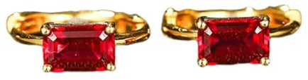 Tolldek Creole Hoop 9K/14K/18K gult guld, röd 1,4 ct laboratorium skapad rubinring örhängen kvinnor baguettslipning, äkta smycken örhängen jugendstil 18/14/9 karat guld