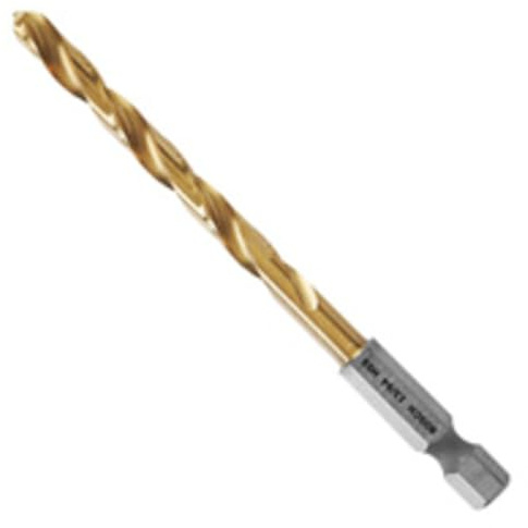BOSCH TI2140IM 1-Piece 13/64 In. x 3-5/8 In. Titanium Nitride Coated Metal Drill Bit Impact Tough with Impact-Rated Hex Shank Ideal for Heavy-Gauge Carbon Steels, Light Gauge Metal, Hardwood