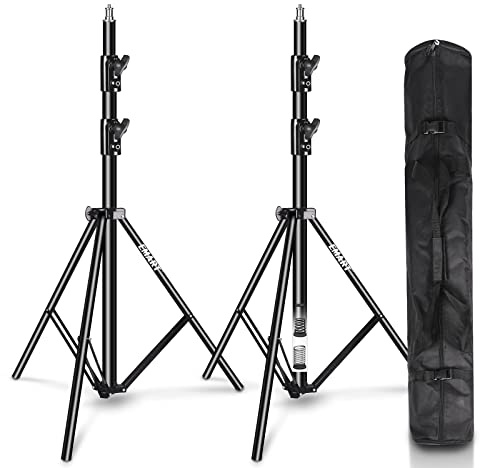 EMART 2 Pack Heavy Duty Light Stand 8.5ft, Spring Cushioned, Aluminum Construction, Photo Video Studio Tripod with Carrying Bag for Photography Lighting, Softbox, Flash