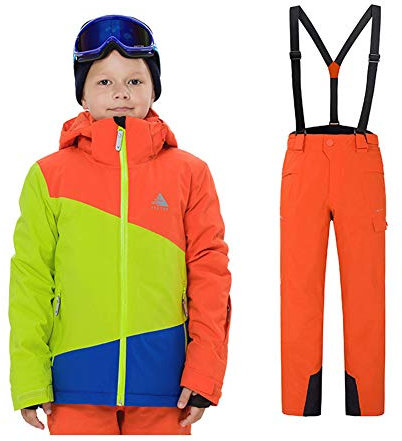 LSERVER Kinder warm und strapazierfähig Skianzug zweiteilig Skijacke + Skihose, Bildfarbe C(Junge), 116(Fabrikgröße: 120 cm)