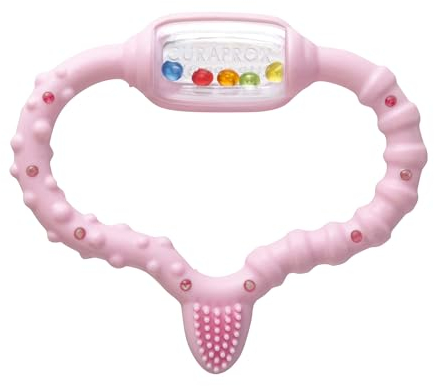 Curaprox Baby-beißring – Für Säuglinge Von 0–24 Monaten | Lindert Zahnungsbeschwerden Und Fördert Die Motorik | BPA-frei, Rosa, Mit Lernzahnbürste | Hergestellt in Der Schweiz